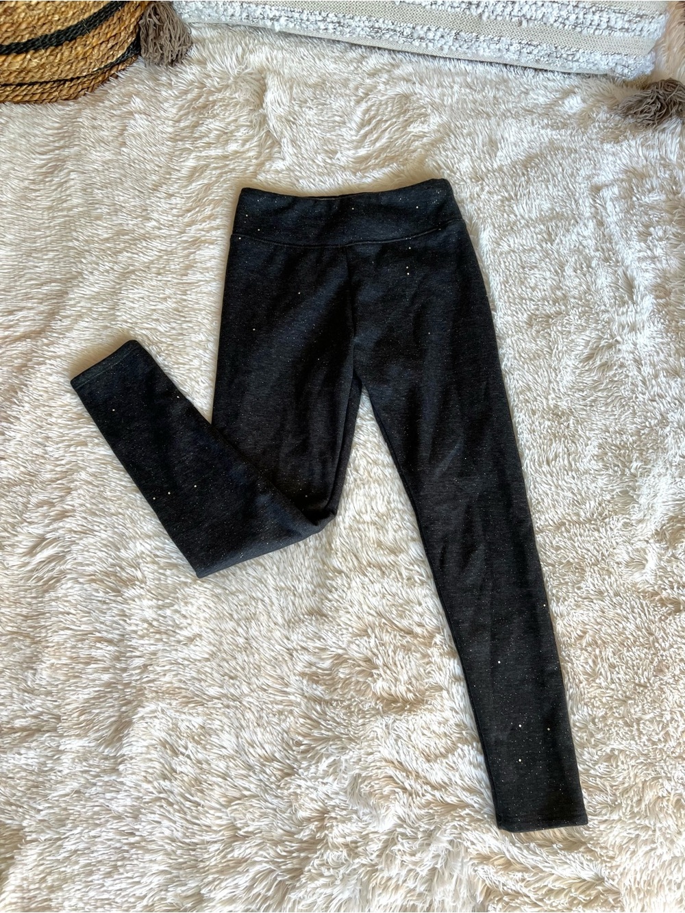 Fleece Lined Black Sparkle Girls' Leggings Girl’s Large 10/12